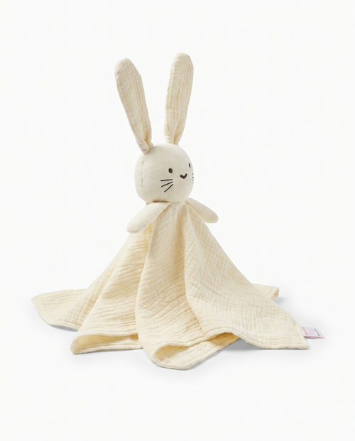 doudou lapin crème nuage la douce mousseline coton bio