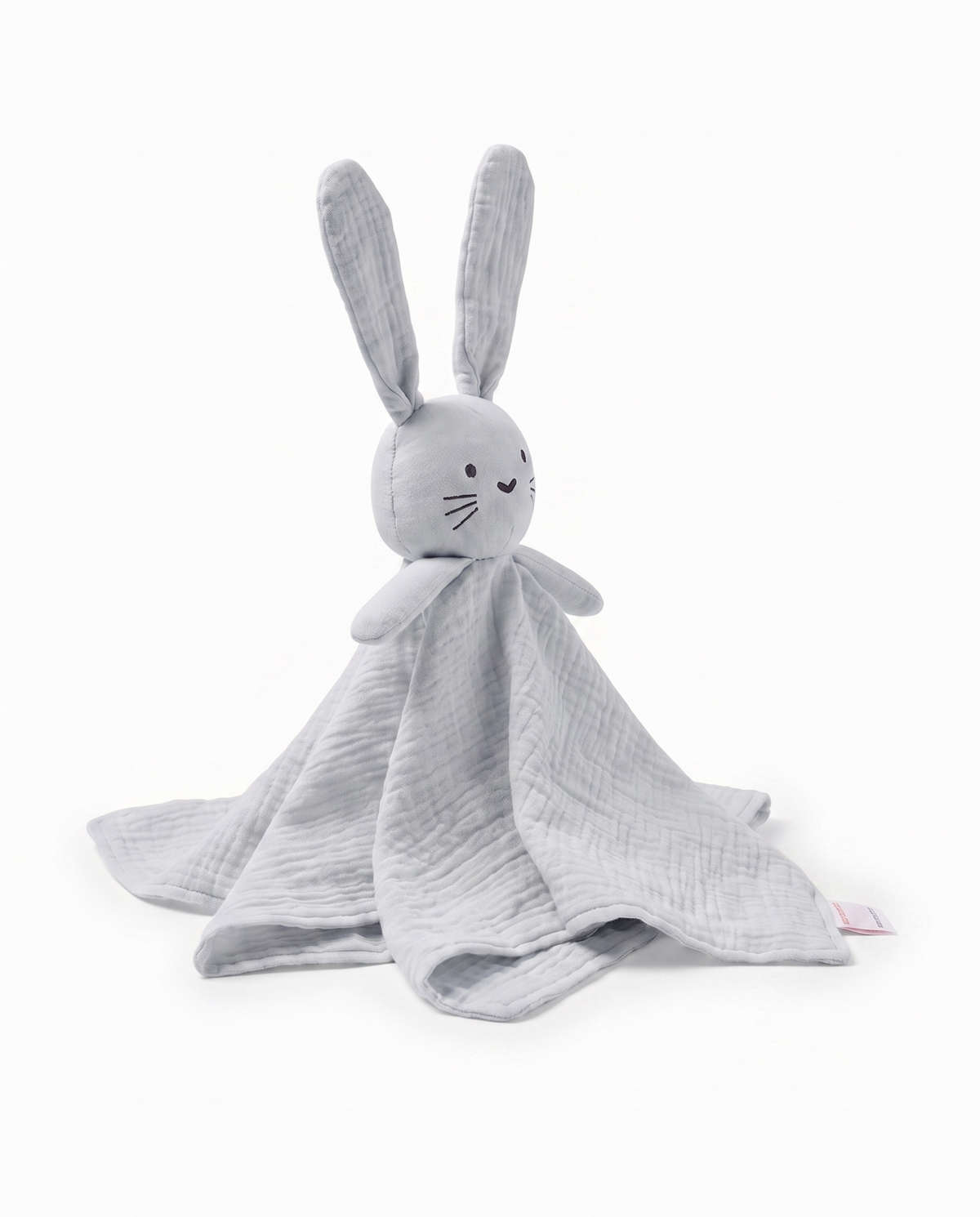 doudou lapin bleu perle le timide mousseline coton bio