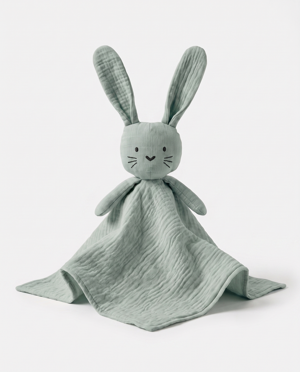doudou lapin bleu huile le discret mousseline coton bio