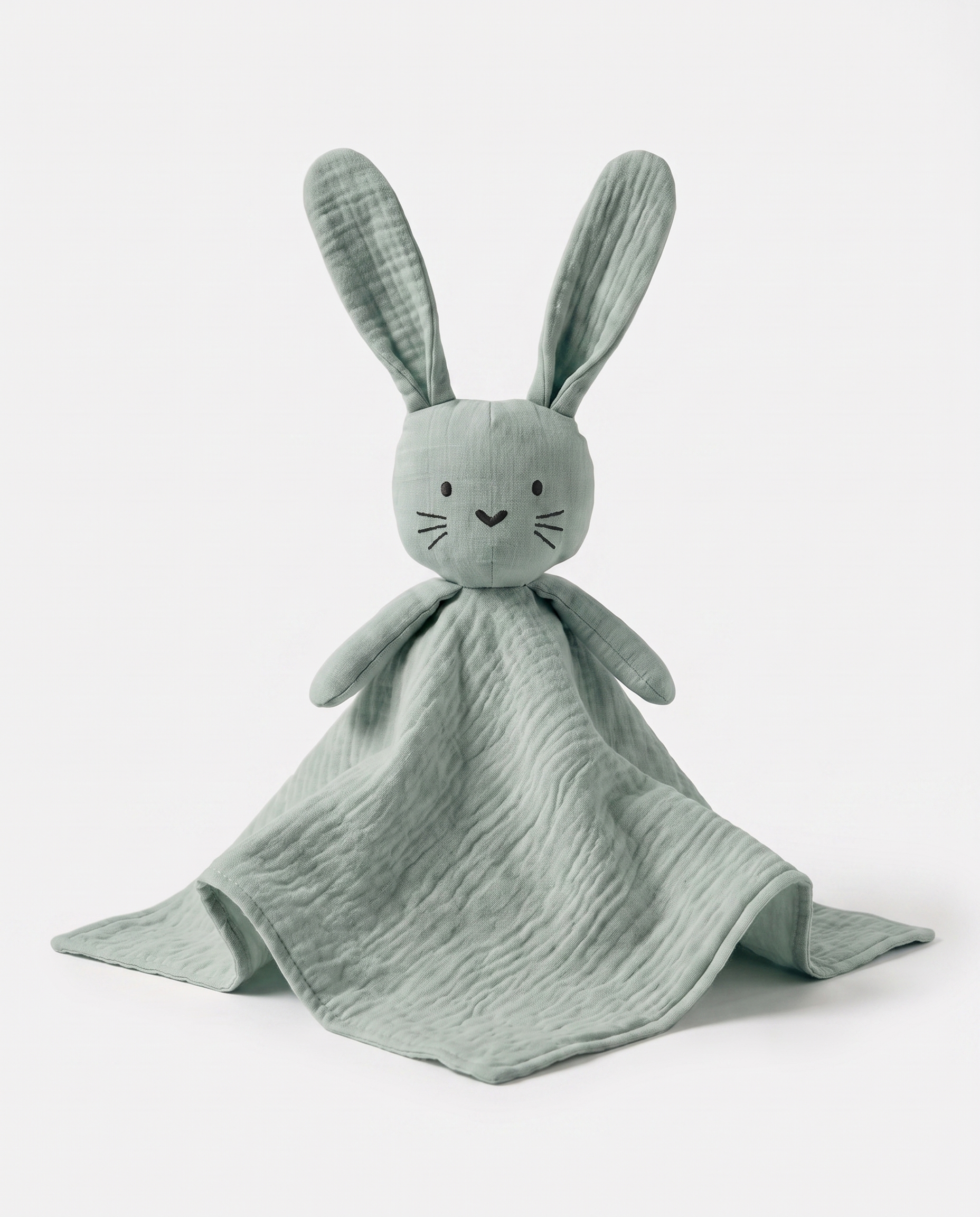 doudou lapin bleu huile le discret mousseline coton bio
