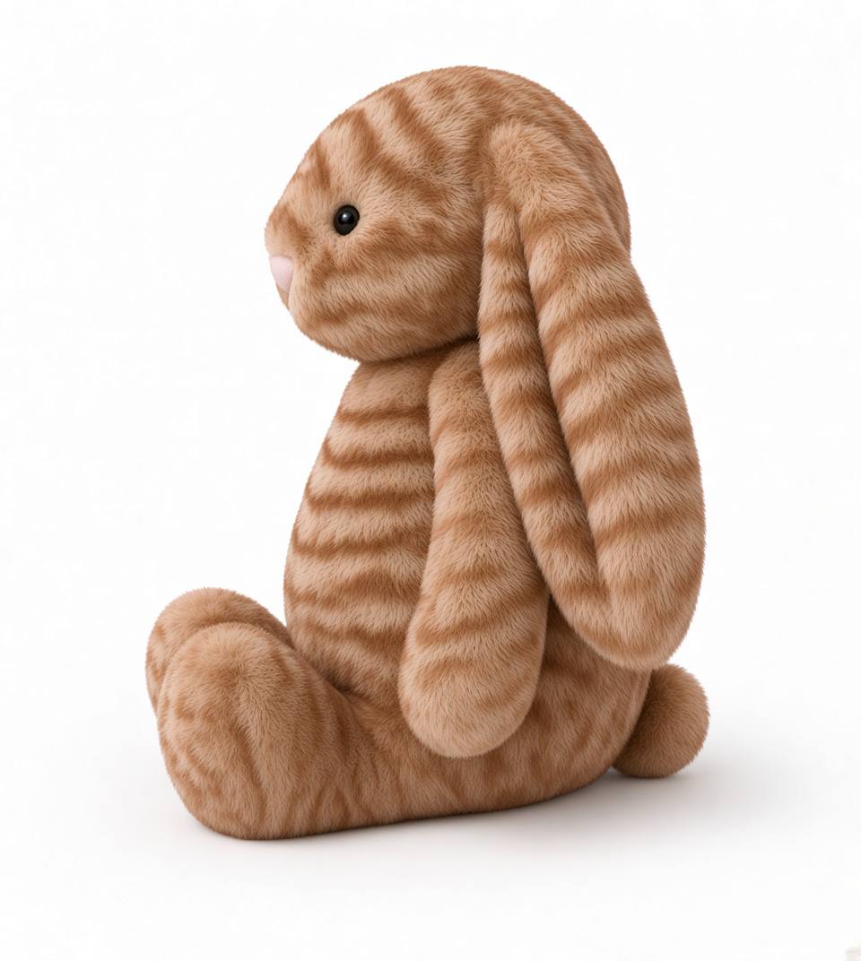 Peluche lapin caramel Praline vue de profil