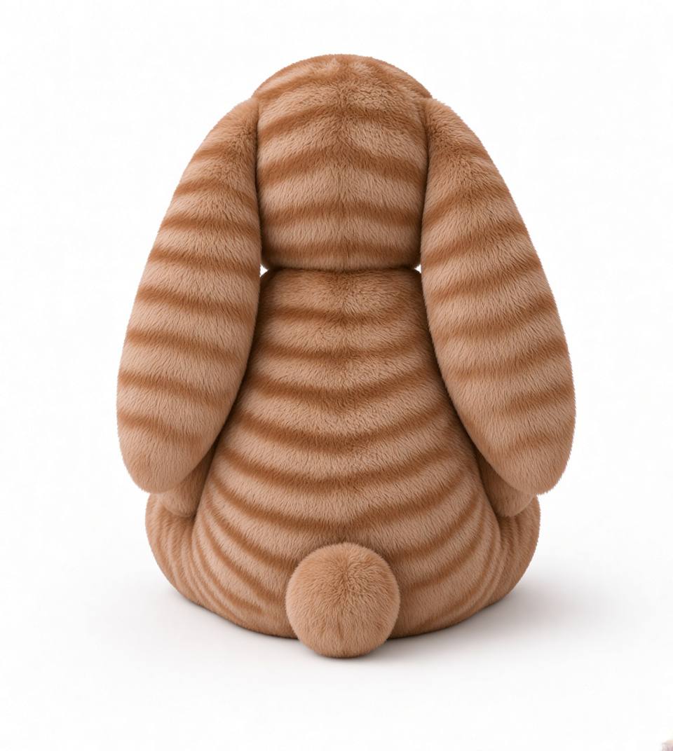 Dos peluche lapin Praline, fourrure côtelée caramel